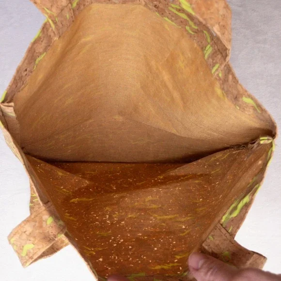 Anthropologie Tote Bag Women OS Brown Neon Green Cork Holding My Own Graphic - Picture 3 of 9